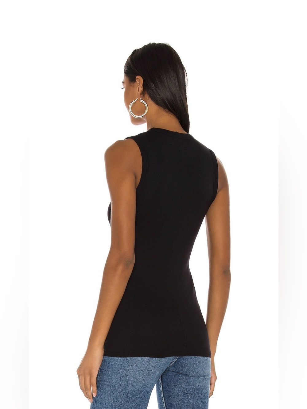 Enza Costa Supima Sleeveless U Tank Black Size XS - Picture 4 of 4
